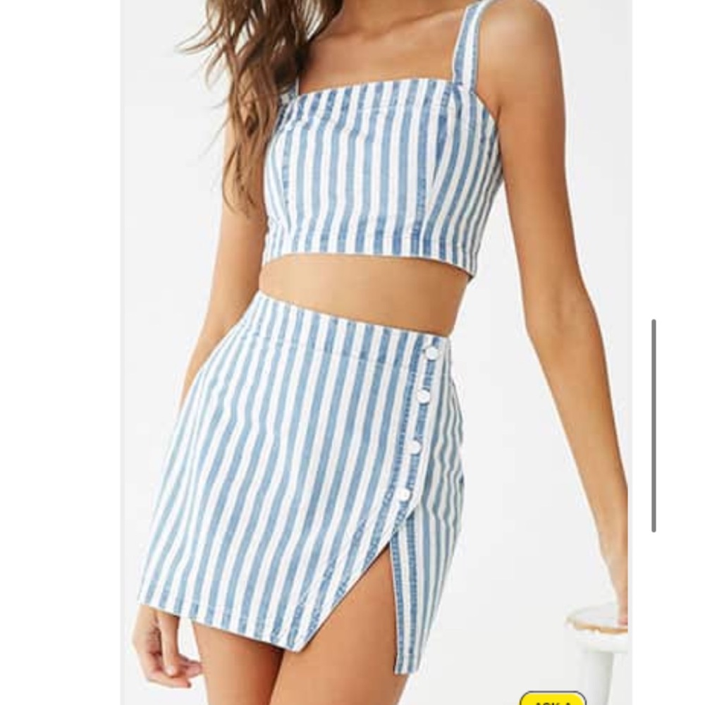 Striped Cropped Top & Mini Skirt Set